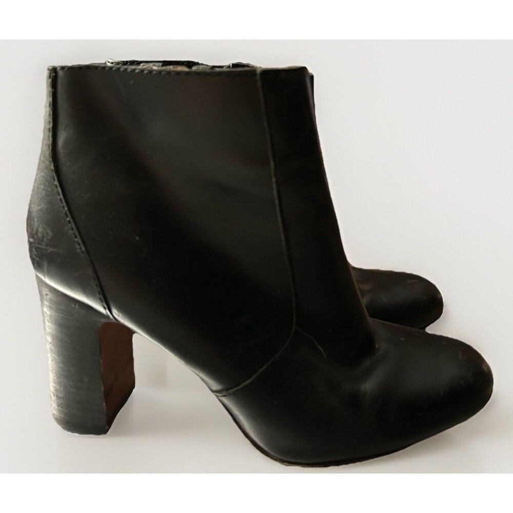 Madewell Leather Ankle Boots Black 3” Block Heel Classic Sz